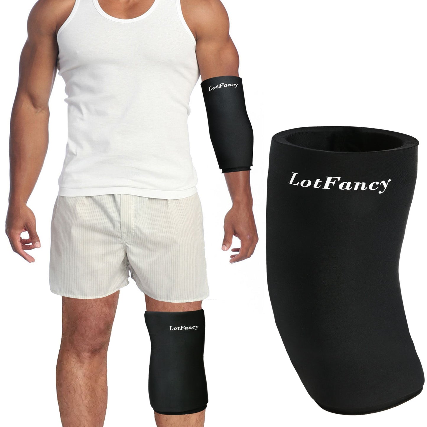 LotFancy Elbow Knee Ice Pack Wrap, Ice Compression Sleeve for Tendonitis and Golfers Tennis Elbow, Hot Cold Therapy Relieves Arm, Ankle, Calf, Thigh, Muscles, Joints Pain