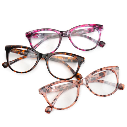 LotFancy Ladies Reading Glasses Blue Light Blocking, Spring Hinge Reader for Women Men WMT, 3 Pack