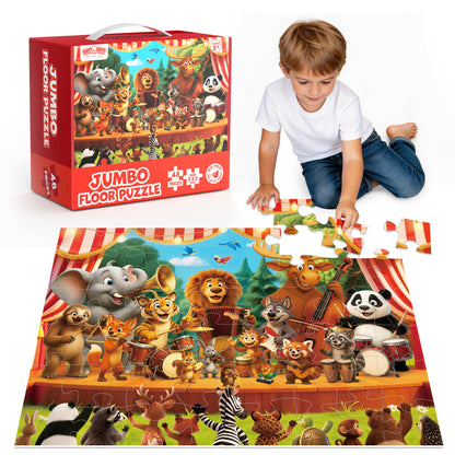 BenBen 48 Piece Puzzle for Kids Ages 3-6, Animal Concert 2 x 3 feet Jumbo Floor Puzzle for Toddlers