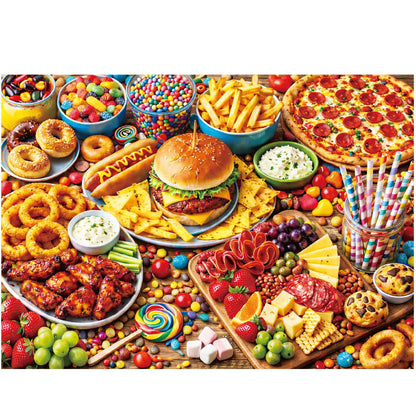 BenBen 500 Pieces Puzzles for Adults, Delicious Food Feast, Jigsaw Puzzle with Patterns on Back