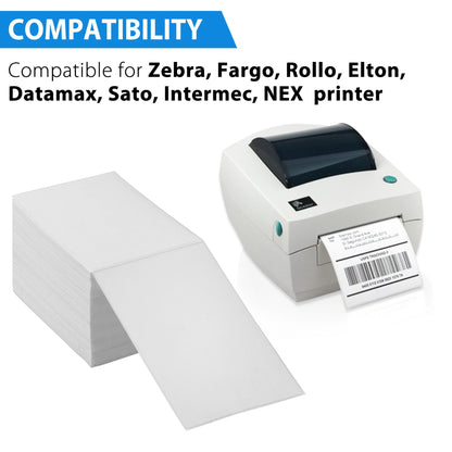 LotFancy 4x6 Thermal Labels Fanfold, 500 White Shipping Labels with Perforation