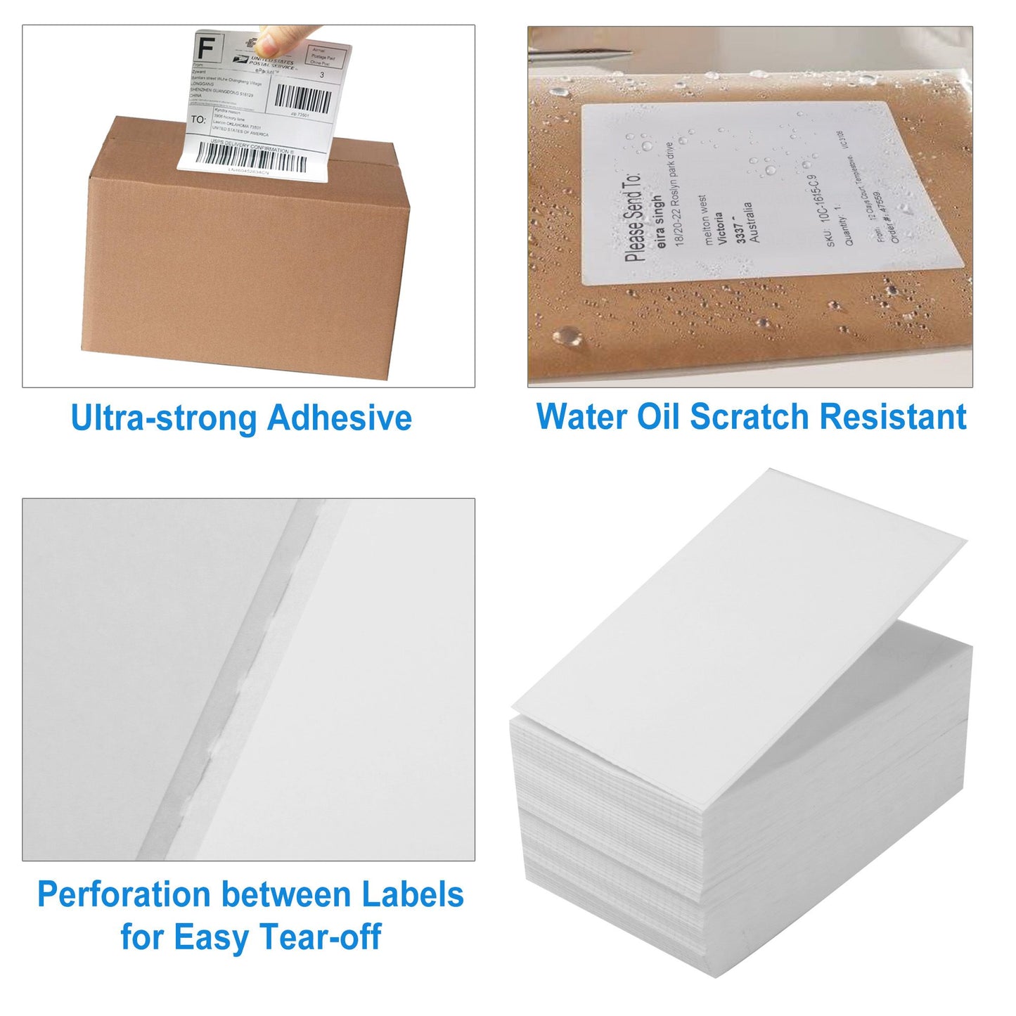 LotFancy 4x6 Thermal Labels Fanfold, 500 White Shipping Labels with Perforation