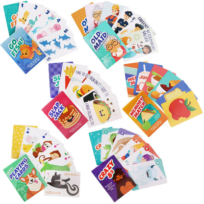 LotFancy Kids Card Games, 6 Decks, Include Go Fish, Old Maid, Crazy 8's , Memory Match, Slap Jack