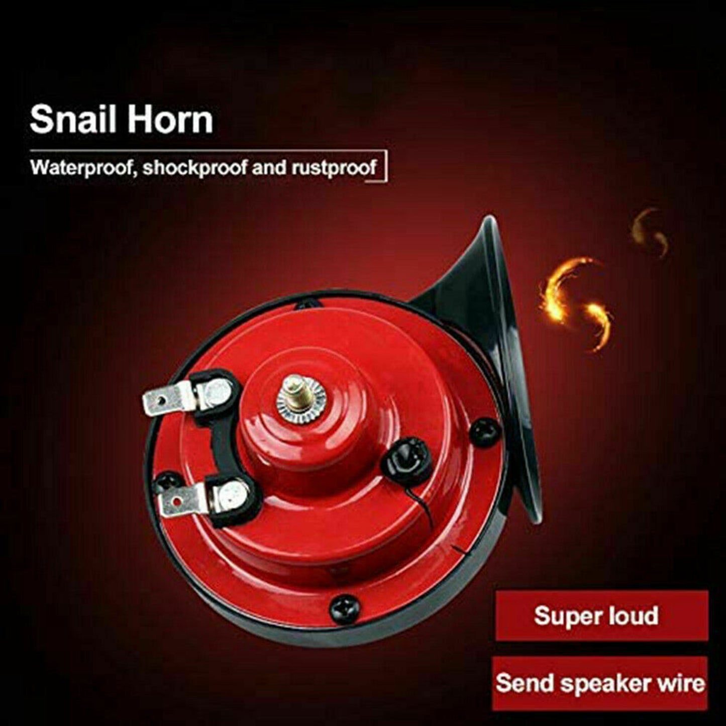 LotFancy 12V Horn for Motorcycle Car Truck SUV Boat, 300DB Super Loud, Red, Part Number ST-1018S