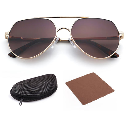 LotFancy Mirrored Aviator Sunglasses for Women, UV Protection Driving Sun Glasses with Case