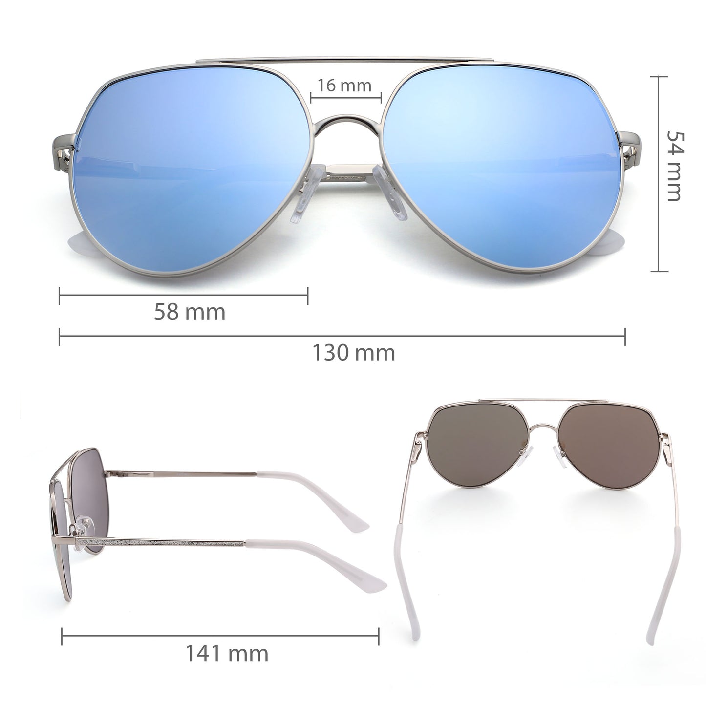 LotFancy Aviator Sunglasses for Women, UV Protection Mirrored Driving Sun Glasses with Case