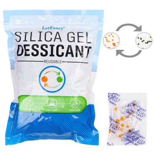 LotFancy Indicating Silica Gel Packets, Food Safe Desiccant Packs, Moisture Absorber Dehumidifier, Orange to Dark Green