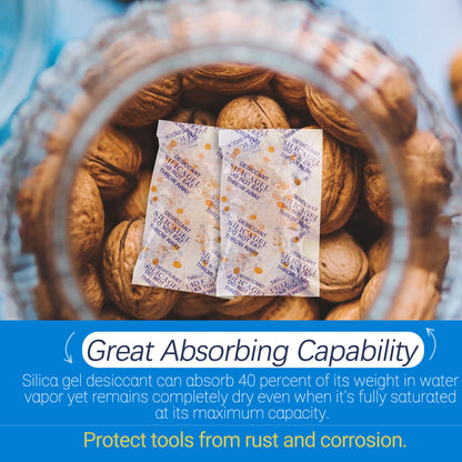 LotFancy Silica Gel Packs, 10 Gram 40 Packs, Indicating Food Safe Desiccant Packs