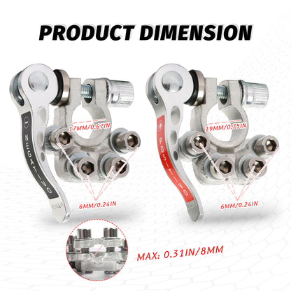 LotFancy Battery Terminal Connectors, Quick Release Disconnect Car Battery Terminal, Positive Negative for SAE/JIS Type A Posts