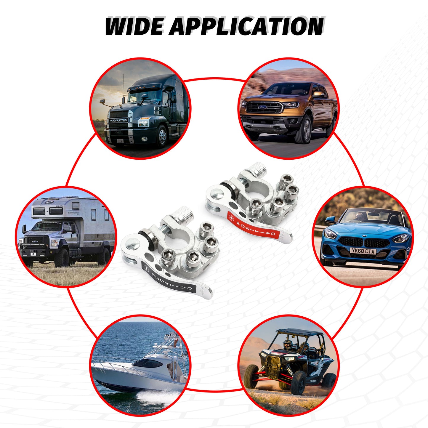 LotFancy Battery Terminal Connectors, Quick Release Disconnect Car Battery Terminal, Positive Negative for SAE/JIS Type A Posts