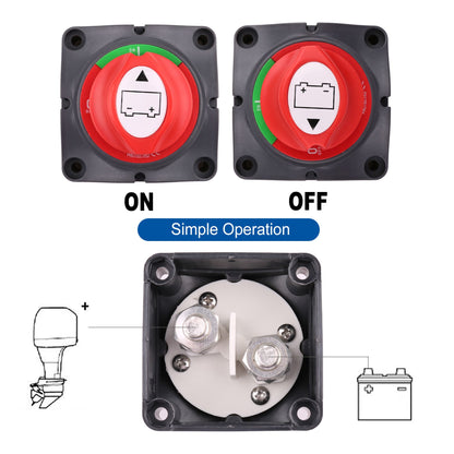 Battery Switch, 12V 24V 48V Battery Disconnect Master Cutoff Switch for Marine Boat RV ATV UTV Vehicles, Waterproof Heavy Duty Battery Isolator Switch (On/Off)