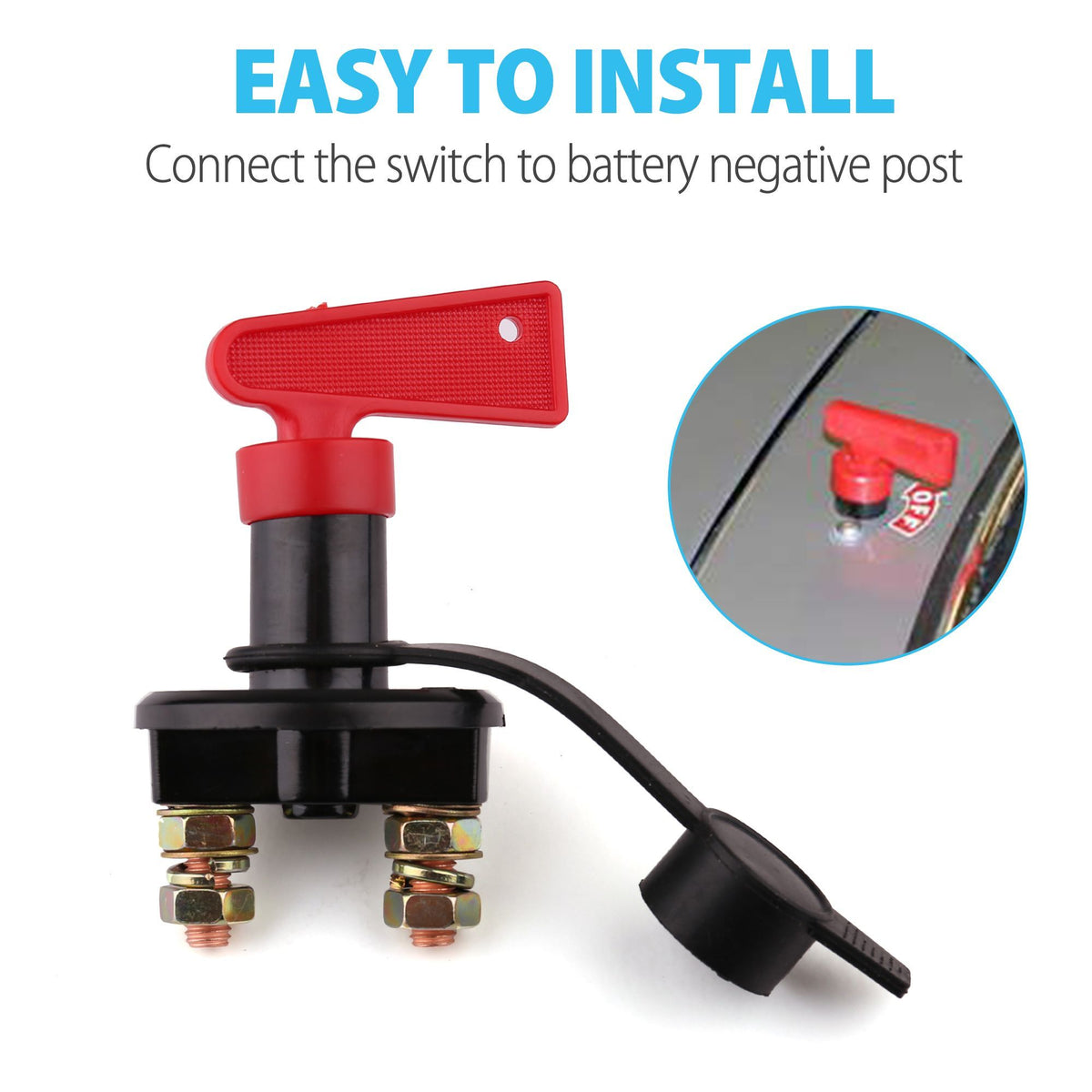 LotFancy 6V 12V 24V Battery Disconnect Cutoff Switch, Battery Isolator Switch
