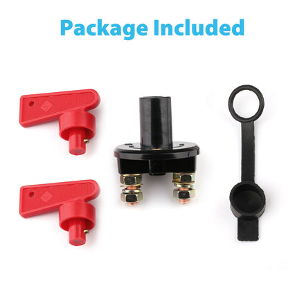 Battery Disconnect Switch with Keys, 12V-24V Battery Kill Switch for Marine Boat RV ATV Car Auto Truck Vehicle, Waterproof Battery Master Switch On/Off