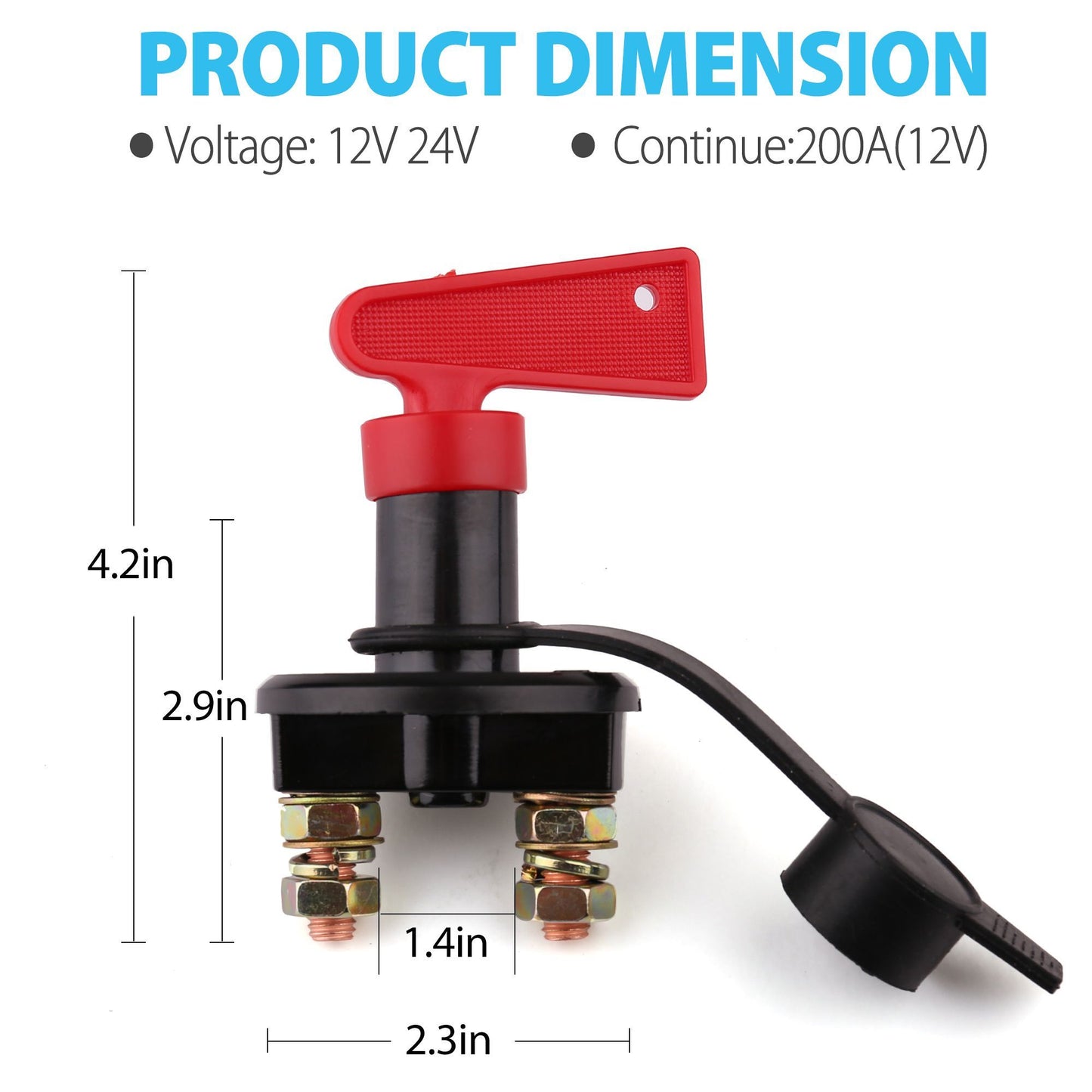 Battery Disconnect Switch with Keys, 12V-24V Battery Kill Switch for Marine Boat RV ATV Car Auto Truck Vehicle, Waterproof Battery Master Switch On/Off