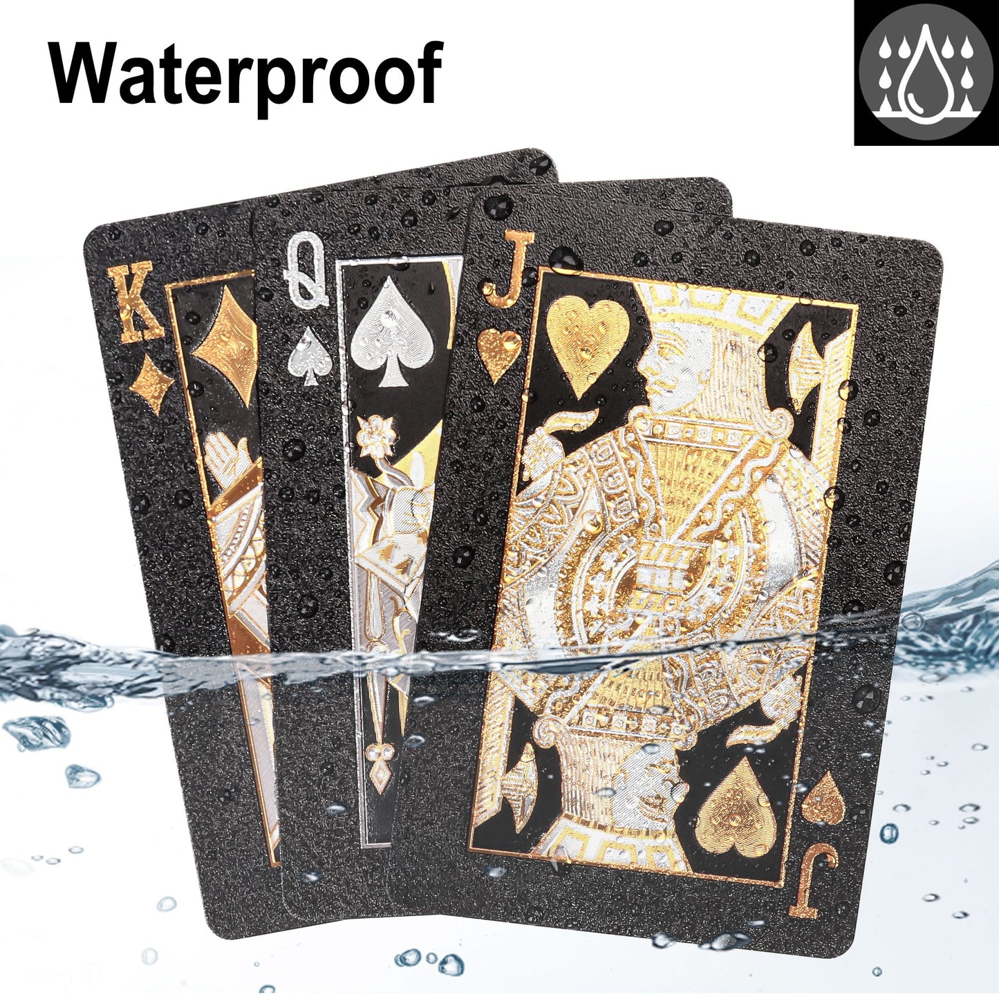 LotFancy Waterproof Playing Cards, Large Print, 100% Plastic, 2 Decks of Cards with Plastic Cases, for Texas Hold'em, Pool Beach Water Card Games, Jumbo Index Poker Size PMT