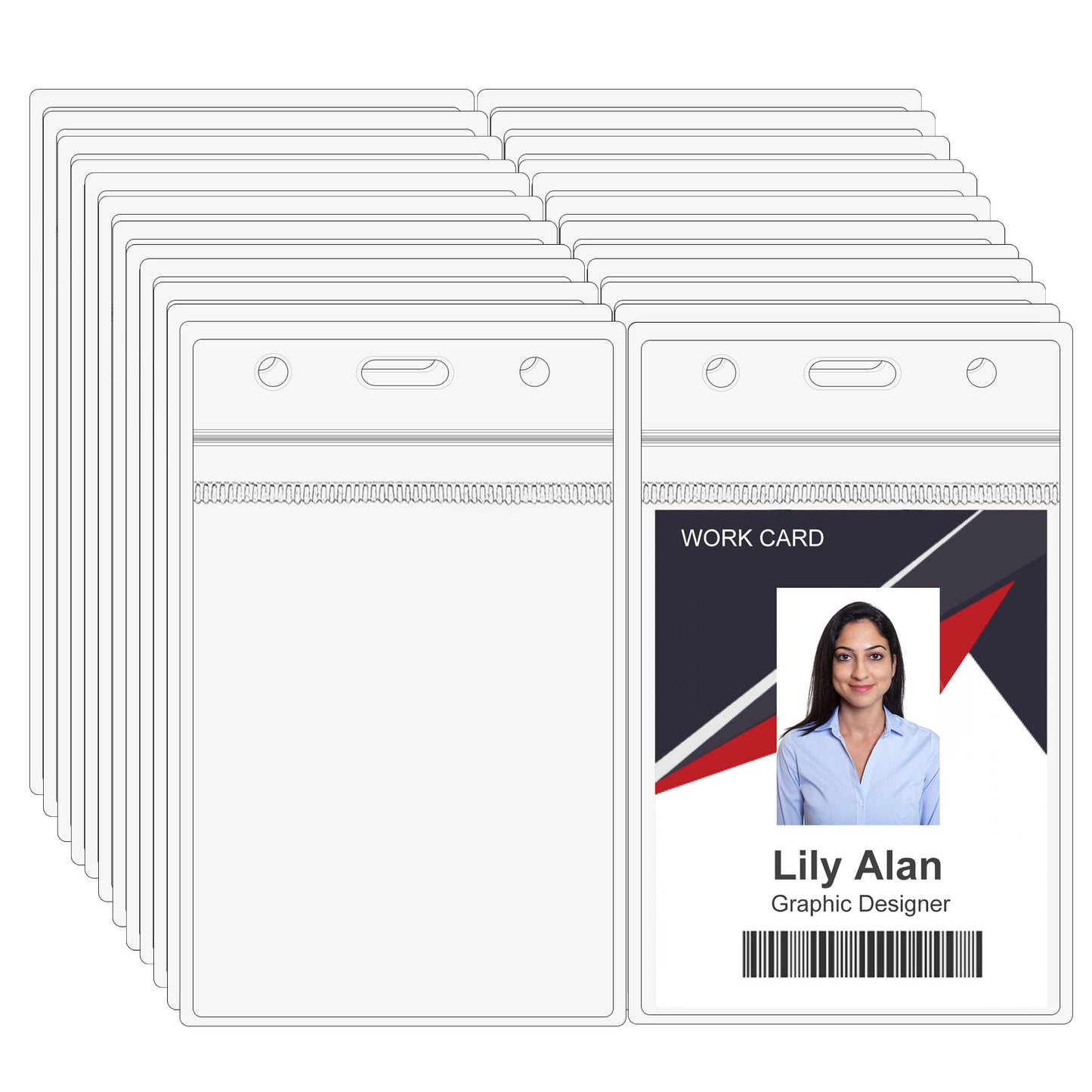 100PCS Vertical ID Badge Holders, Clear Plastic ID Card Holder with Waterproof Resealable Zipper, 1.0mm Extra Thickness, Fits RFID/Proximity/Badge Swipe Cards/Credit Card