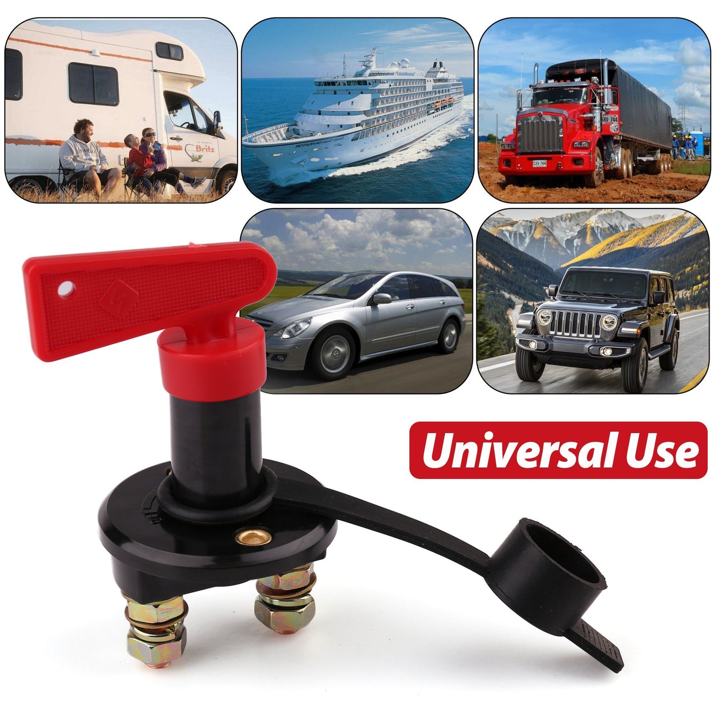 Battery Disconnect Switch with Keys, 12V-24V Battery Kill Switch for Marine Boat RV ATV Car Auto Truck Vehicle, Waterproof Battery Master Switch On/Off