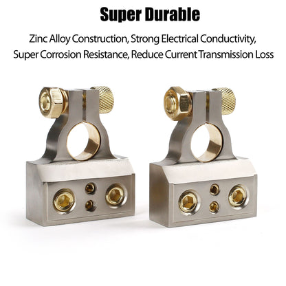 LotFancy Battery Terminal Connectors, 0/2/4/8/10 Gauge Positive & Negative Car Audio Battery Terminals with Spacer Shims