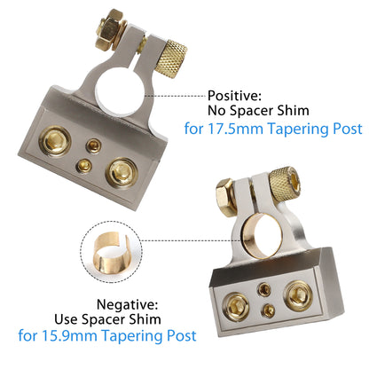 LotFancy Battery Terminal Connectors, 0/2/4/8/10 Gauge Positive & Negative Car Audio Battery Terminals with Spacer Shims