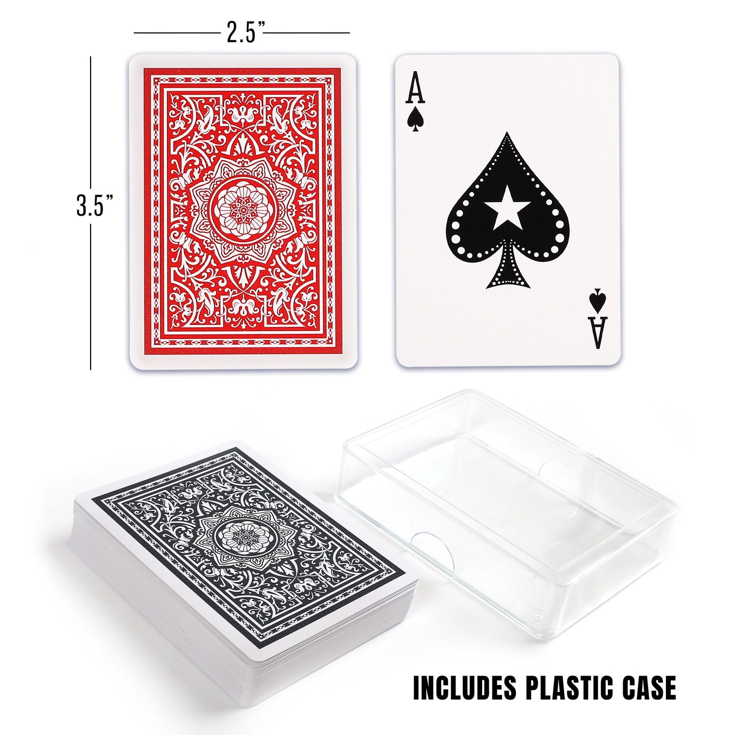 LotFancy 2 Decks Waterproof Plastic Playing Cards with Case WMT