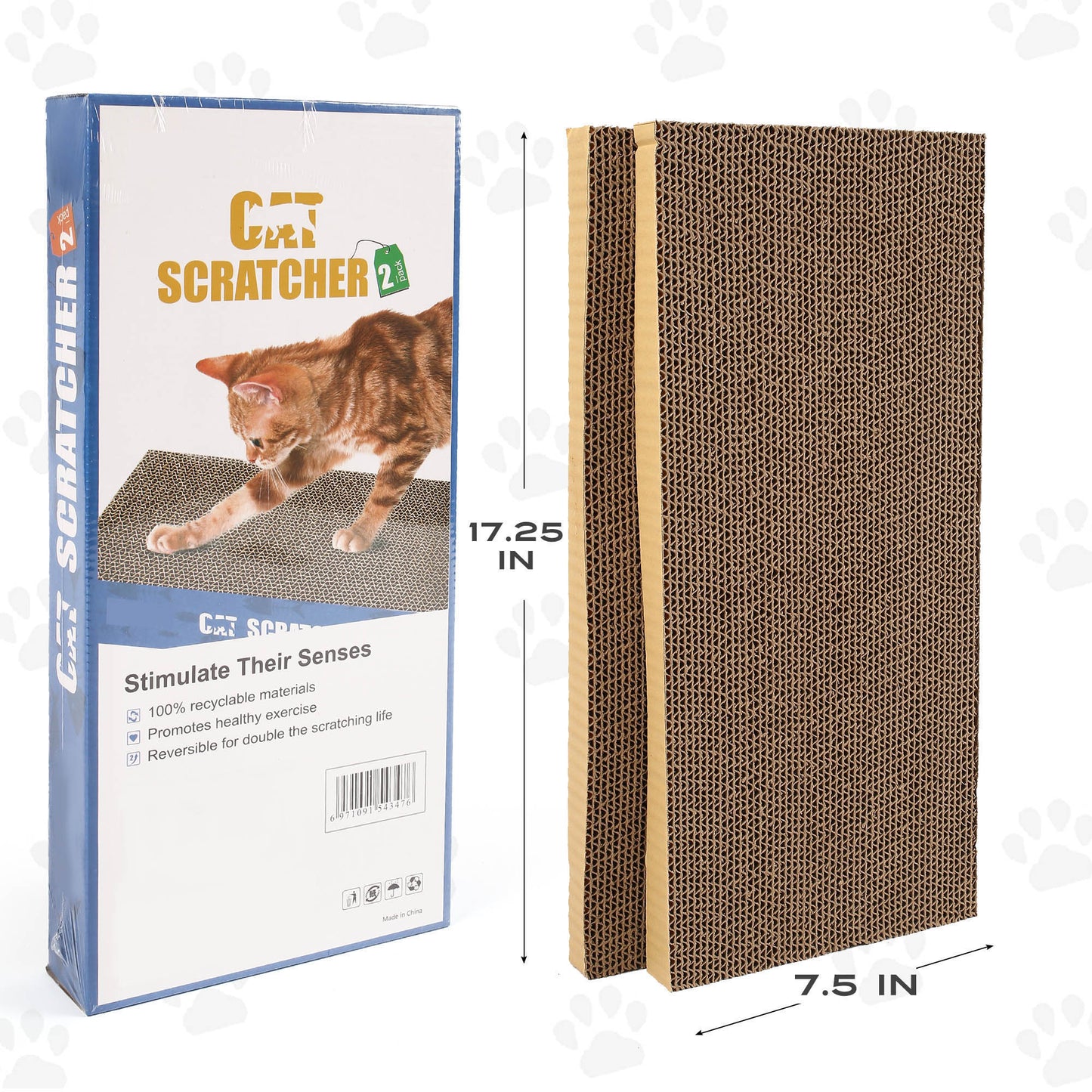 Prime Pets 3 in 1 Cat Scratcher Cardboard, Reversible Corrugated Cat Scratching Pad, Recycle Wave Curved Scratcher Board, Repalcement for Furniture Protector, Catnip Included