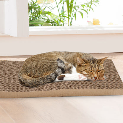 Prime Pets 3 in 1 Cat Scratcher Cardboard, Reversible Corrugated Cat Scratching Pad, Recycle Wave Curved Scratcher Board, Repalcement for Furniture Protector, Catnip Included