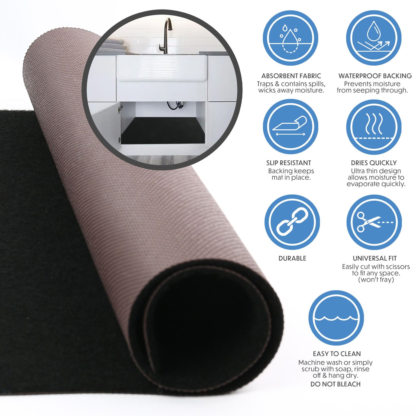 LotFancy Under Sink Mat for Kitchen, 30 x 24 in
