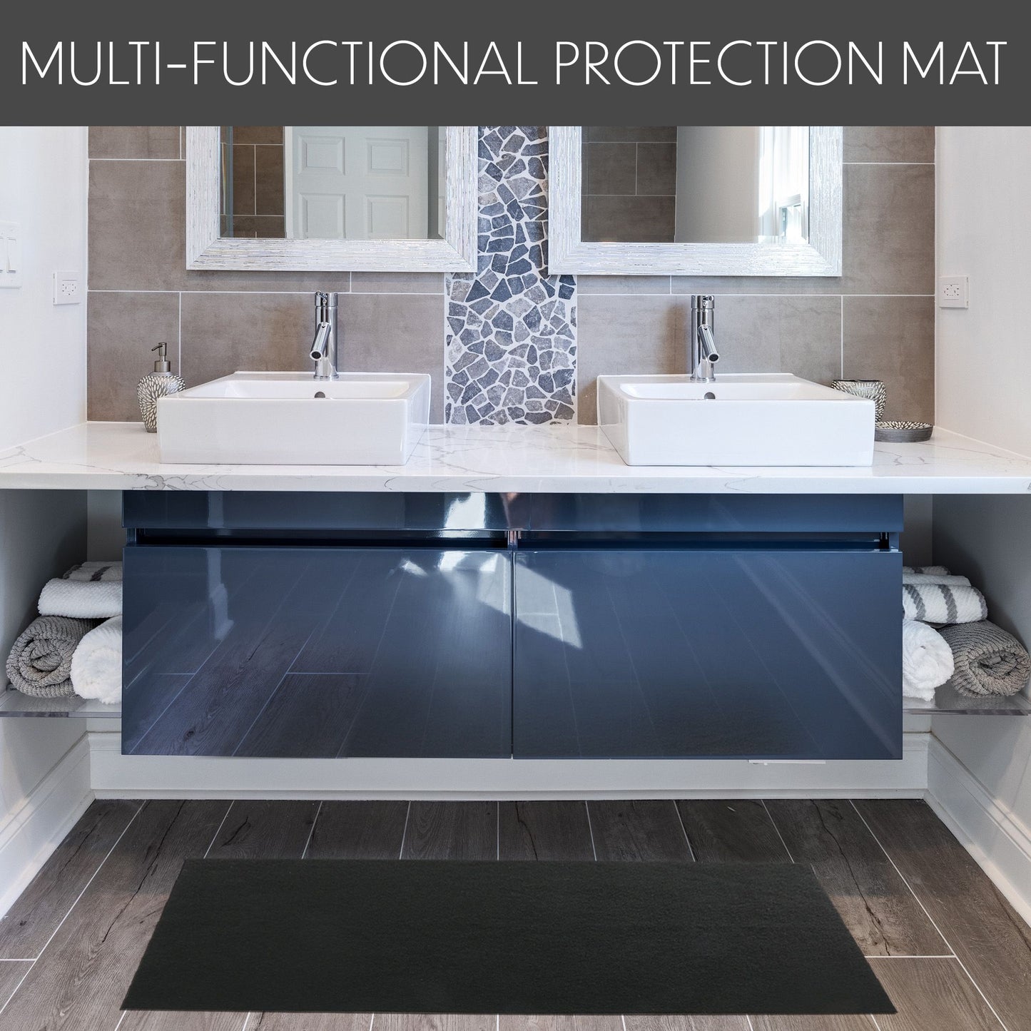 LotFancy Under Sink Mat for Kitchen, Anti-slip Backing, Absorbent Fabric, 36x36 in