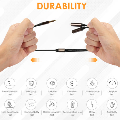 LotFancy Headphone Splitter, Pack of 2, Mic and Audio Y Splitter Cables, 3.5mm TRRS Male to Dual TRS Female Jack Adapter for Gaming Headset, PS4, Xbox One, PC, Smartphones, Tablet