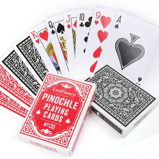 LotFancy 2 Decks Pinochle Playing Cards, Black and Red, 48 Cards