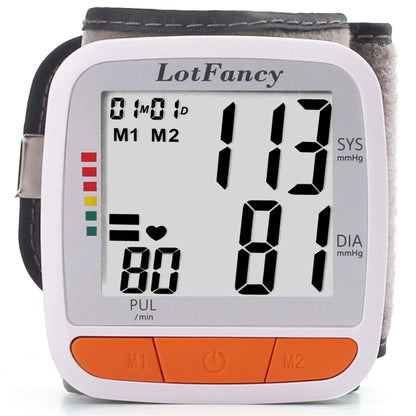 LotFancy Wrist Blood Pressure Monitor, BP Monitor with Portable Case, Heartbeat Detector
