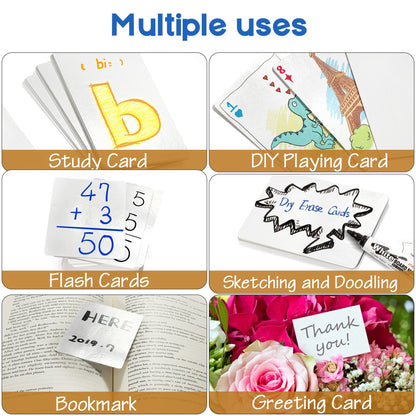 LotFancy Blank Playing Cards, 180Pcs, Dry Erase Cards, Reusable Flash Cards to Write on, Poker Size