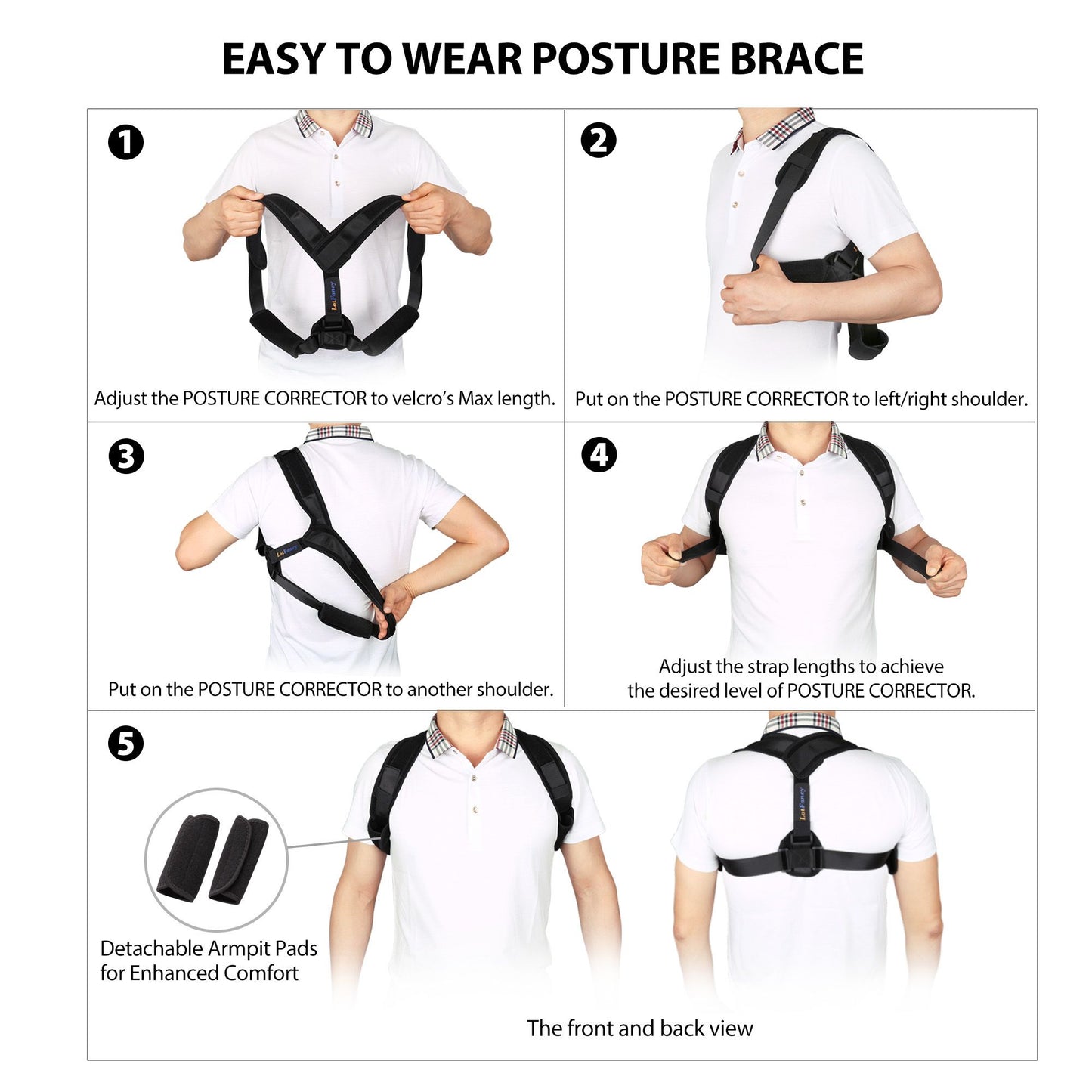 LotFancy Posture Corrector for Women Men and Kids, Adjustable and Comfortable