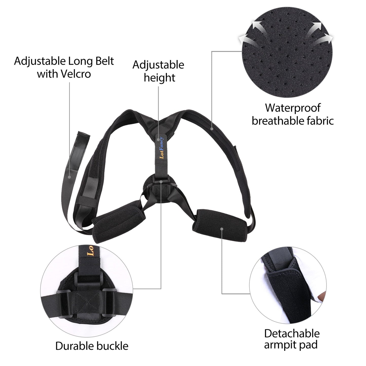LotFancy Posture Corrector for Women Men and Kids, Adjustable and Comfortable