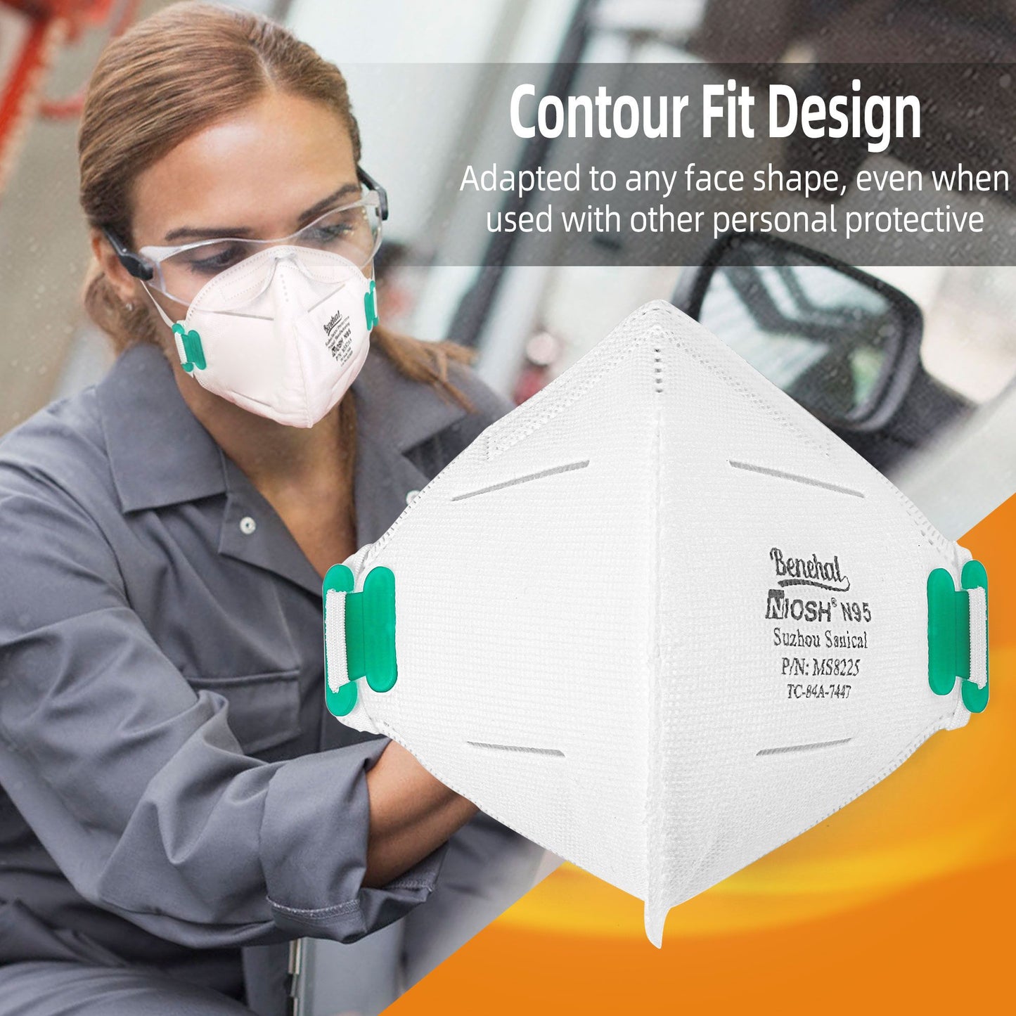 LotFancy N95 Mask, NIOSH Particulate Respirator, N95 Face Mask for Construction, Cleaning, Disposable Air Filter Masks