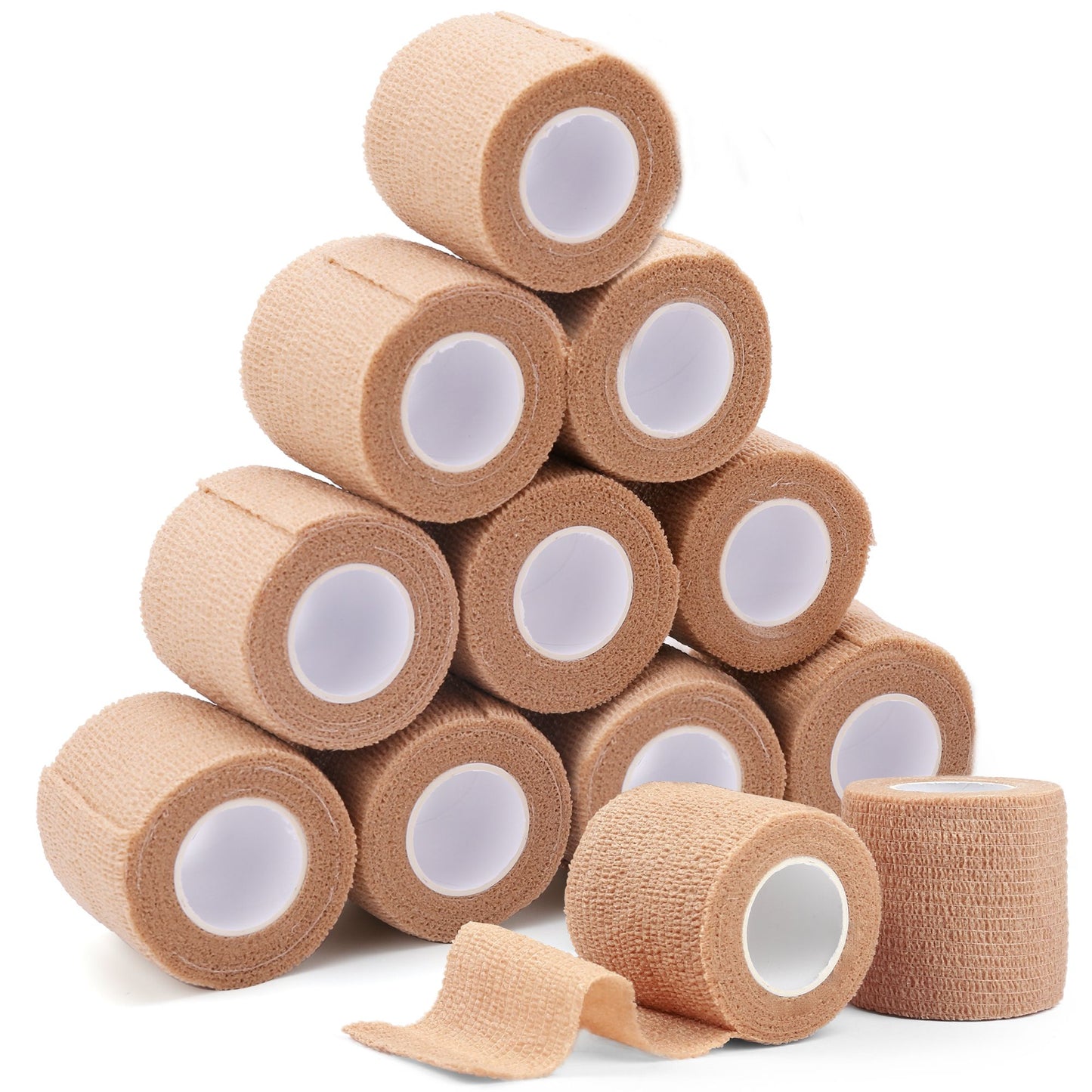 LotFancy 12 Pack Self Adherent Bandage Wrap, 2 in x 5 Yards Non-Woven Fabric Medical Tape