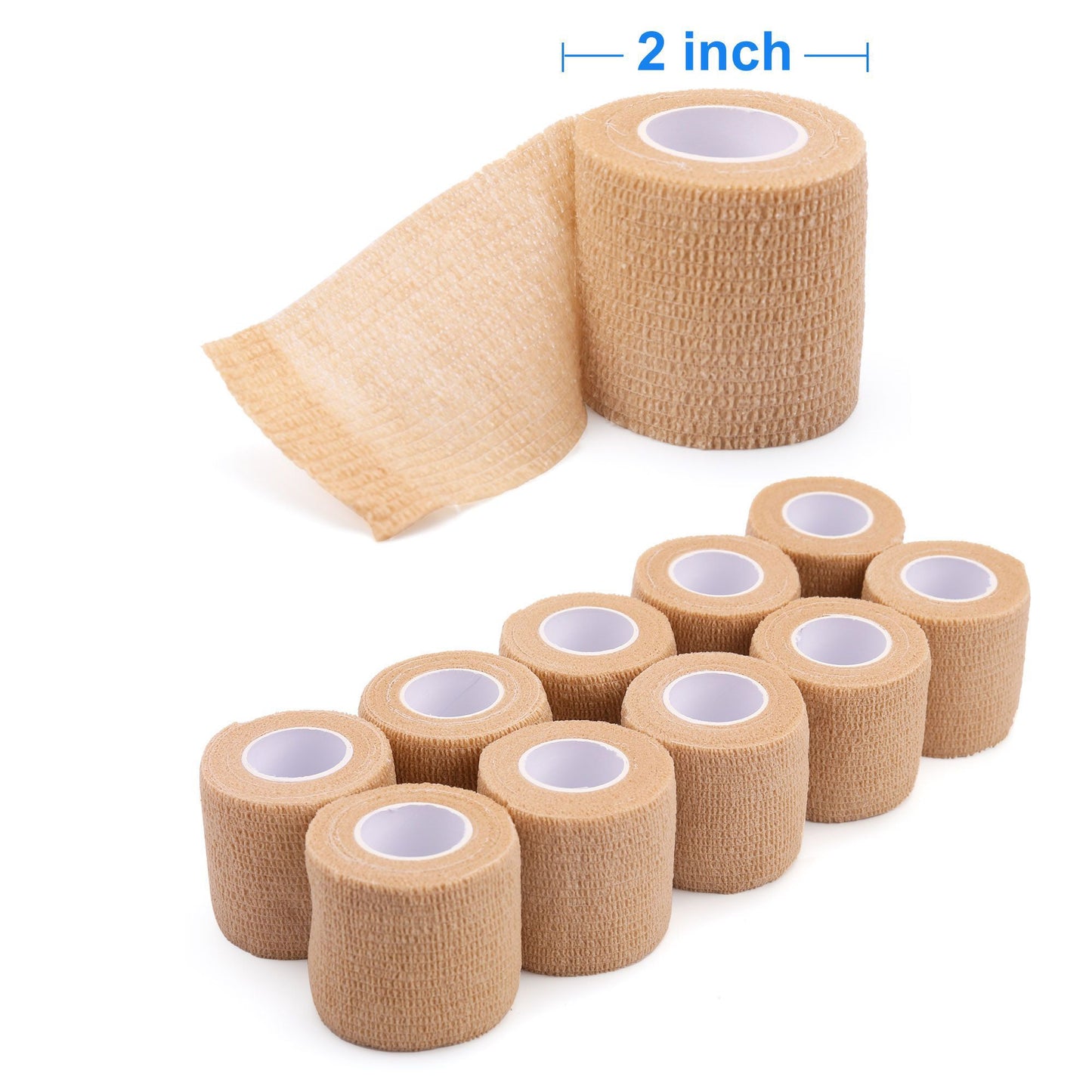 LotFancy 12 Pack Self Adherent Bandage Wrap, 2 in x 5 Yards Non-Woven Fabric Medical Tape