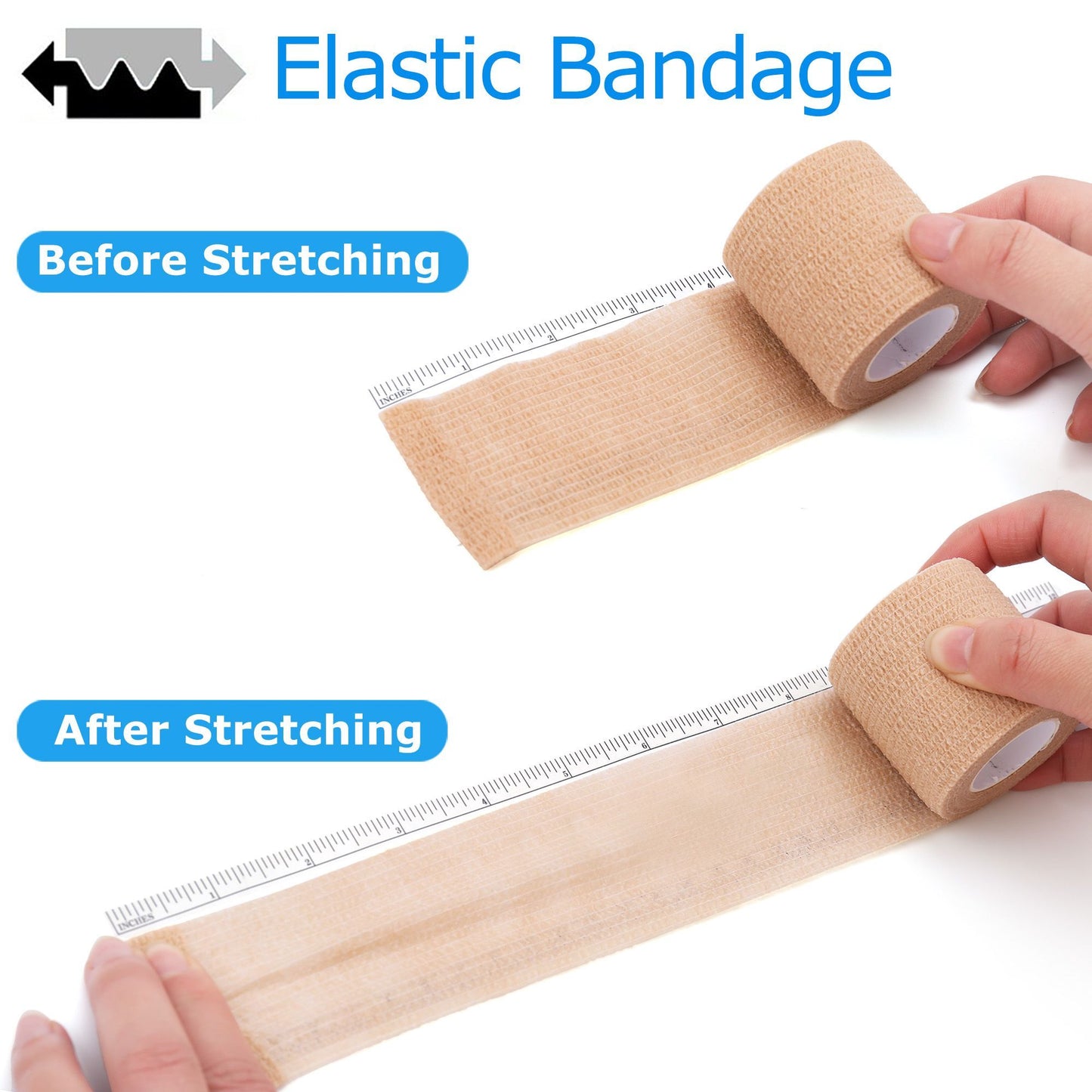 LotFancy 12 Pack Self Adherent Bandage Wrap, 2 in x 5 Yards Non-Woven Fabric Medical Tape
