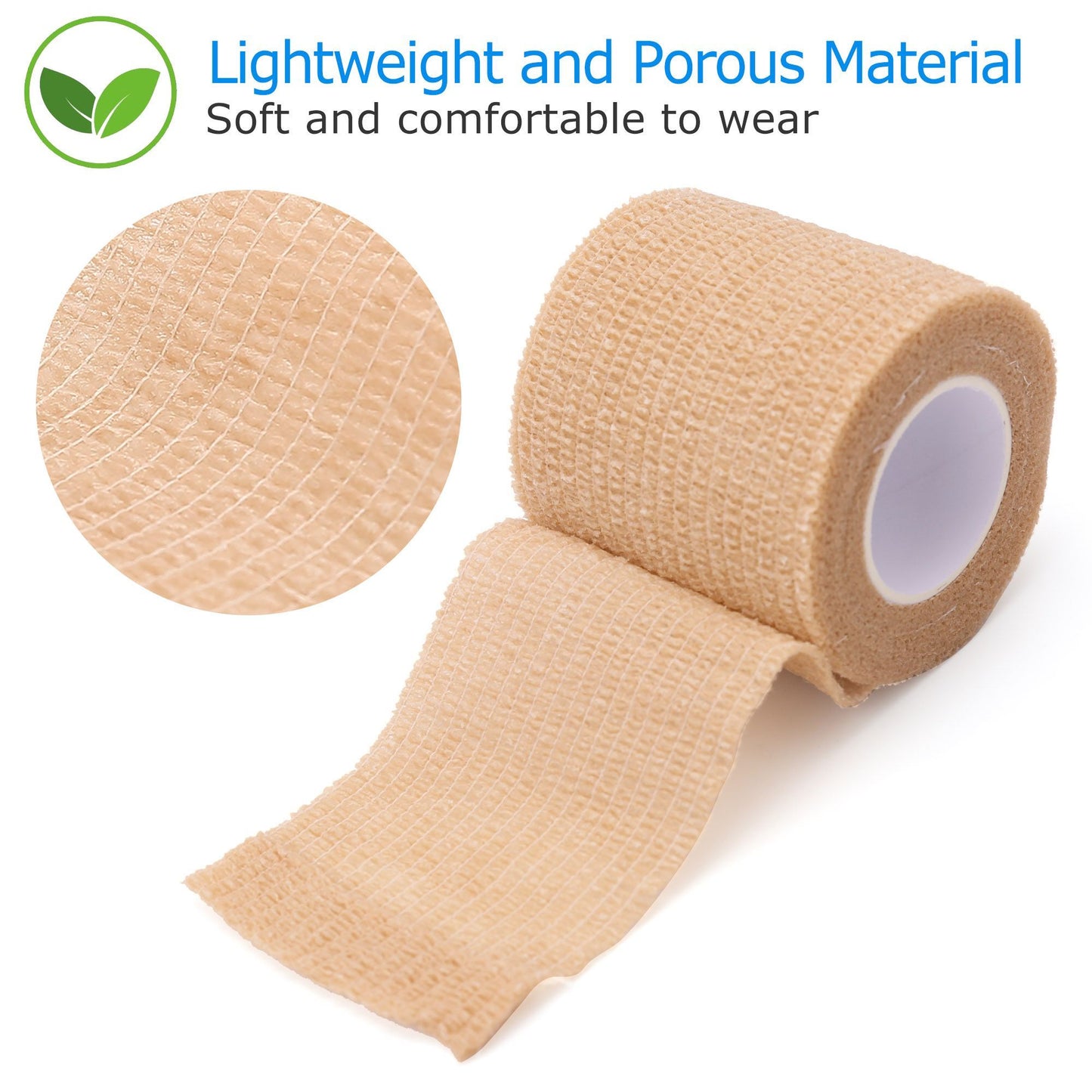 LotFancy 12 Pack Self Adherent Bandage Wrap, 2 in x 5 Yards Non-Woven Fabric Medical Tape