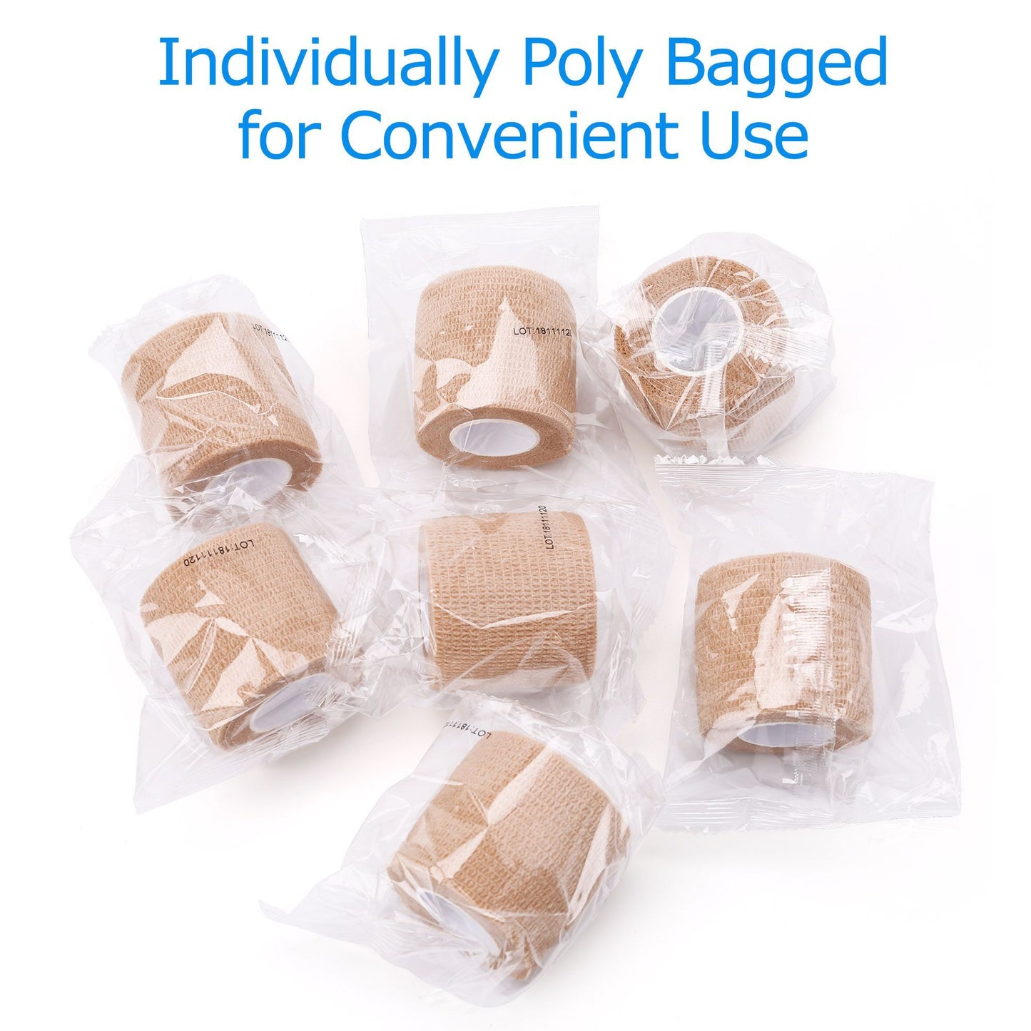 LotFancy 12 Pack Self Adherent Bandage Wrap, 2 in x 5 Yards Non-Woven Fabric Medical Tape