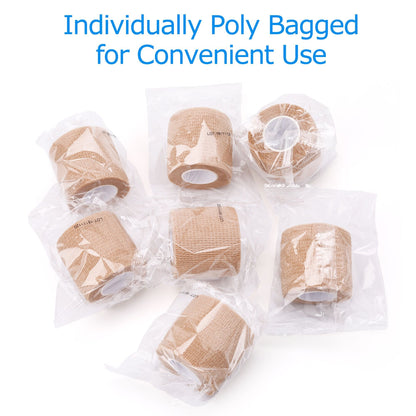 LotFancy 12 Pack Self Adherent Bandage Wrap, 2 in x 5 Yards Non-Woven Fabric Medical Tape