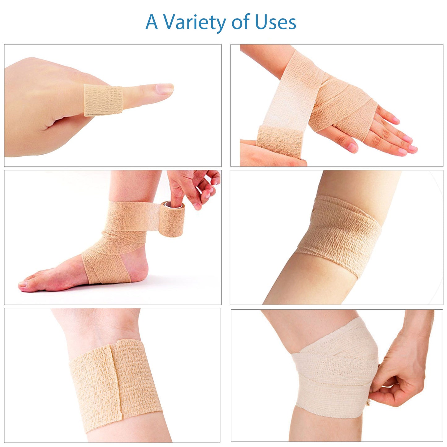 LotFancy Self Adhesive Bandage Wrap, Non Woven Medical Tape, First Aid Tape for Athletic Wrist Ankle Sprains Swelling