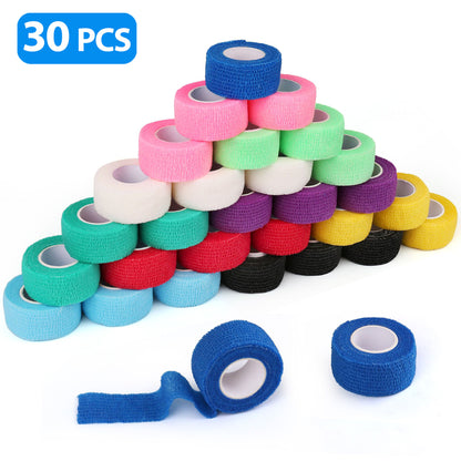 LotFancy Self Adhesive Bandage Wrap, 1"x5 Yards, 30 Pc, Elastic Sports Tape, First Aid Medical Tape