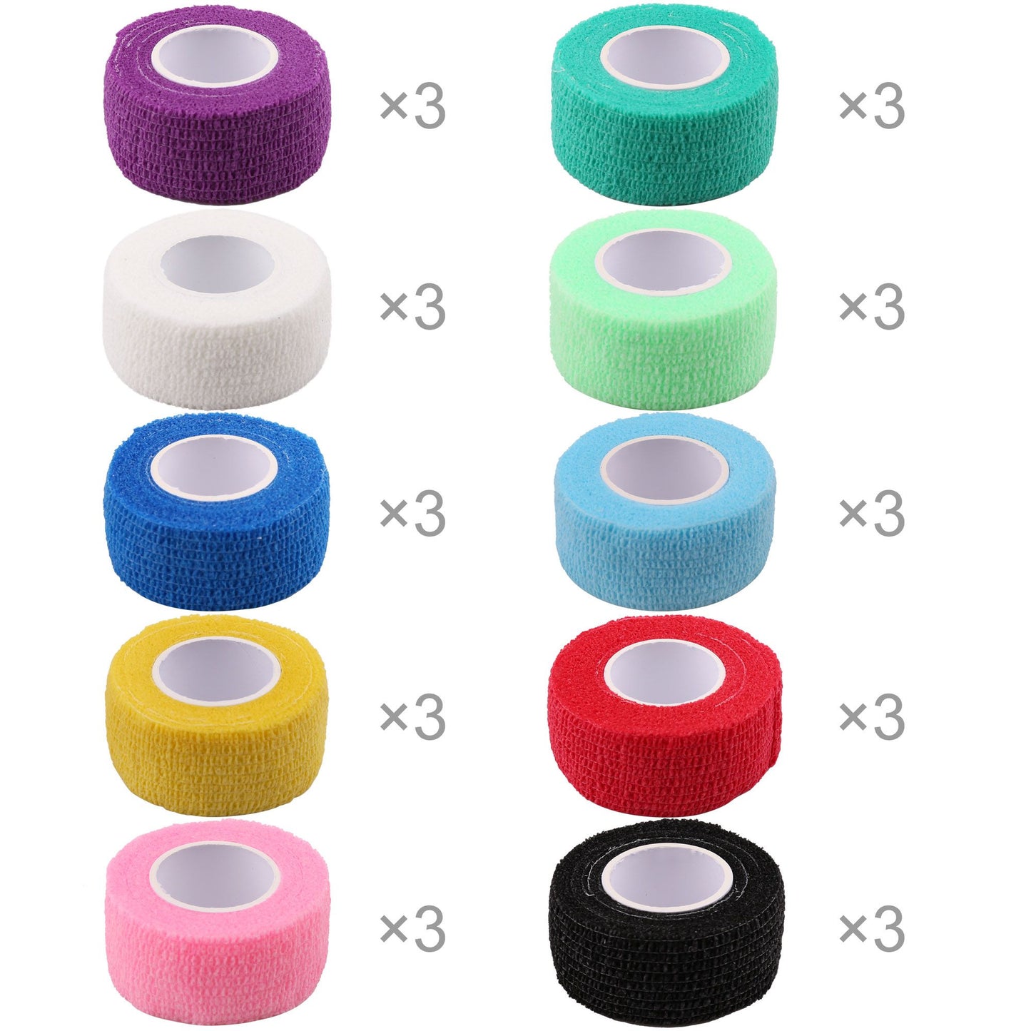 LotFancy Self Adhesive Bandage Wrap, 1"x5 Yards, 30 Pc, Elastic Sports Tape, First Aid Medical Tape