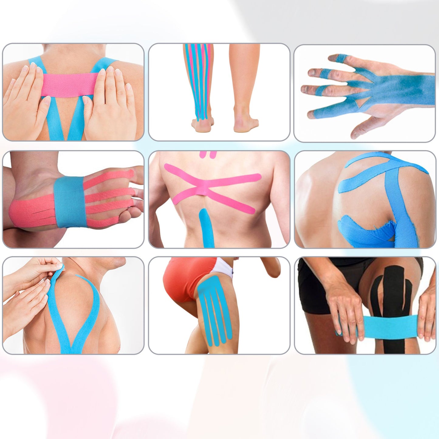 LotFancy 2 Rolls Kinesiology Tape,Cotton Elastic Premium Athletic Tape,16Ft x 2 in, Blue