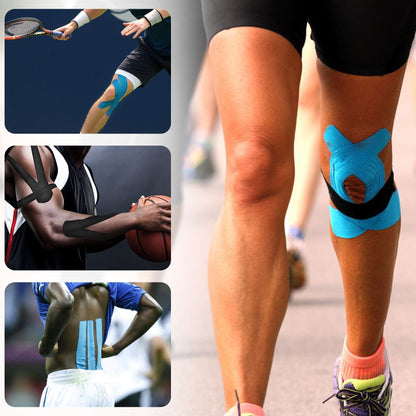 LotFancy 2 Rolls Kinesiology Tape,Cotton Elastic Premium Athletic Tape,16Ft x 2 in, Blue