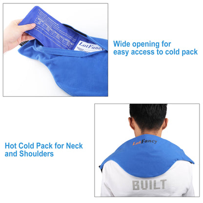 LotFancy Neck Ice Pack - Hot Cold Therapy Wrap for Shoulder, Cervical, Back - Cool Gel Pack for Arthritis, Tendonitis, Sports Injuries, Migraines, Headache Pain, Microwavable Heating Pad, Reusable