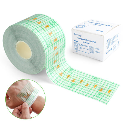 LotFancy 2 in x 13 Yards Tattoo Aftercare Bandage Rolls, Adhesive Transparent Film Dressing