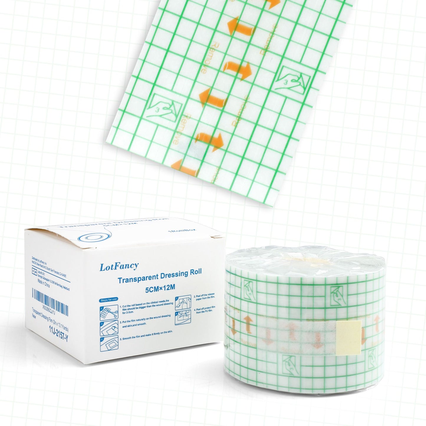 LotFancy 2 in x 13 Yards Tattoo Aftercare Bandage Rolls, Adhesive Transparent Film Dressing