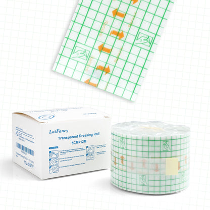 LotFancy 2 in x 13 Yards Tattoo Aftercare Bandage Rolls, Adhesive Transparent Film Dressing